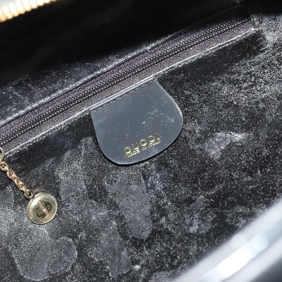 GUCCI Bamboo Bag Patent leather 2way Gold Dark Gray 000 3270 0323 Auth SW812