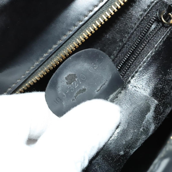 GUCCI Bamboo Bag Patent leather 2way Gold Dark Gray 000 3270 0323 Auth SW812