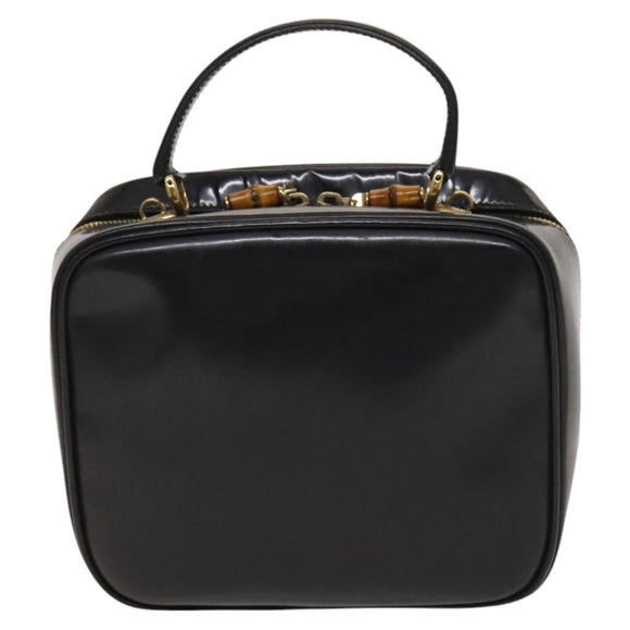 GUCCI Bamboo Bag Patent leather 2way Gold Dark Gray 000 3270 0323 Auth SW812