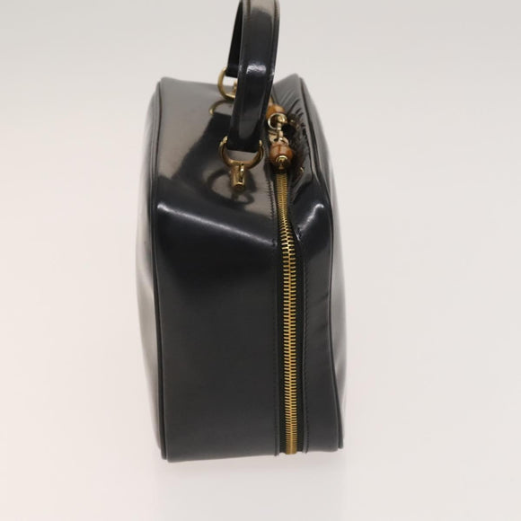 GUCCI Bamboo Bag Patent leather 2way Gold Dark Gray 000 3270 0323 Auth SW812