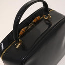 GUCCI Bamboo Bag Patent leather 2way Gold Dark Gray 000 3270 0323 Auth SW812-6