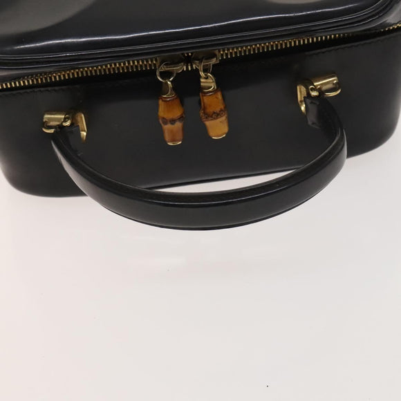 GUCCI Bamboo Bag Patent leather 2way Gold Dark Gray 000 3270 0323 Auth SW812