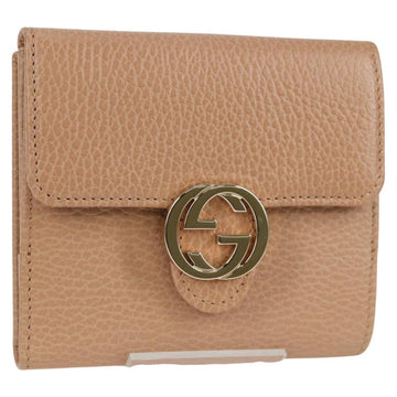 GUCCI Interlocking Wallet Leather Outlet Pink Beige 615525 Auth SW815M