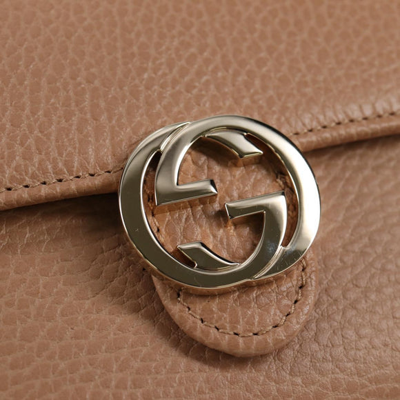 GUCCI Interlocking Wallet Leather Outlet Pink Beige 615525 Auth SW815M