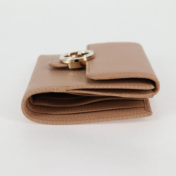 GUCCI Interlocking Wallet Leather Outlet Pink Beige 615525 Auth SW815M