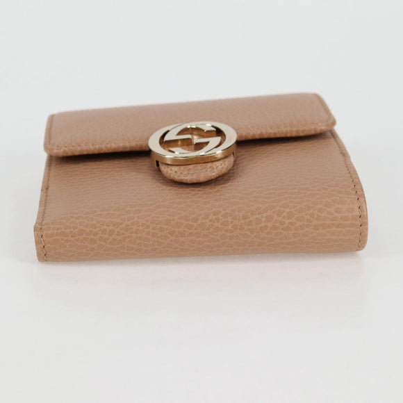 GUCCI Interlocking Wallet Leather Outlet Pink Beige 615525 Auth SW815M