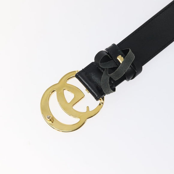 GUCCI GG Marmont Belt Leather 33.5"" Black Gold 414516 Auth SW816
