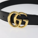 GUCCI GG Marmont Belt Leather 33.5"" Black Gold 414516 Auth SW816-6
