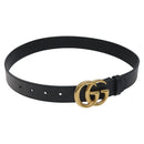 GUCCI GG Marmont Belt Leather 31.5"" Black Gold 414516 Auth SW817-1