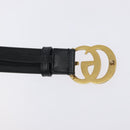 GUCCI GG Marmont Belt Leather 31.5"" Black Gold 414516 Auth SW817-10