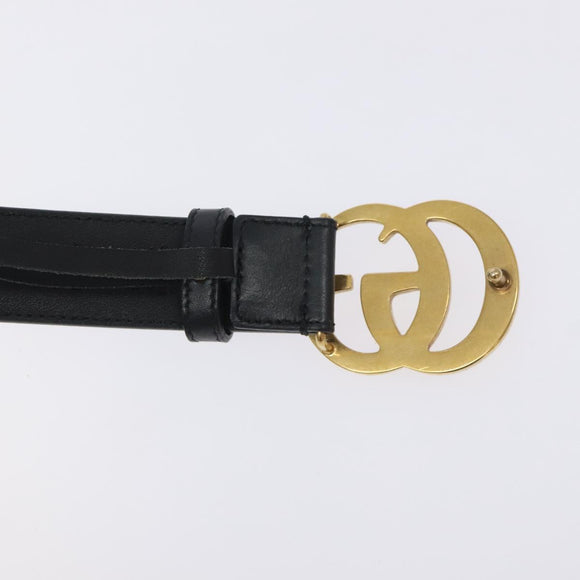 GUCCI GG Marmont Belt Leather 31.5"" Black Gold 414516 Auth SW817