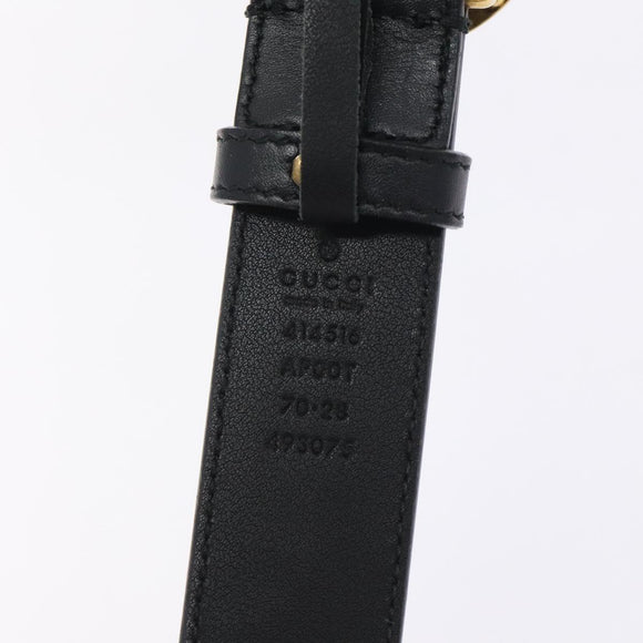GUCCI GG Marmont Belt Leather 31.5"" Black Gold 414516 Auth SW817