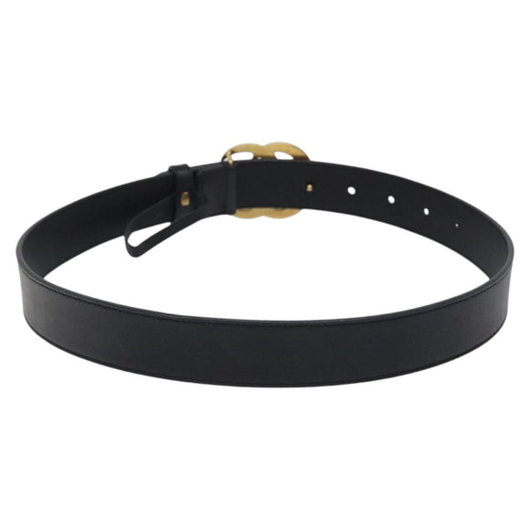 GUCCI GG Marmont Belt Leather 31.5"" Black Gold 414516 Auth SW817