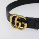 GUCCI GG Marmont Belt Leather 31.5"" Black Gold 414516 Auth SW817-6