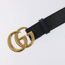 GUCCI GG Marmont Belt Leather 31.5"" Black Gold 414516 Auth SW817-9