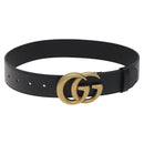 GUCCI GG Marmont Belt Leather 31.5"" Black Gold 400593 Auth SW818M-1