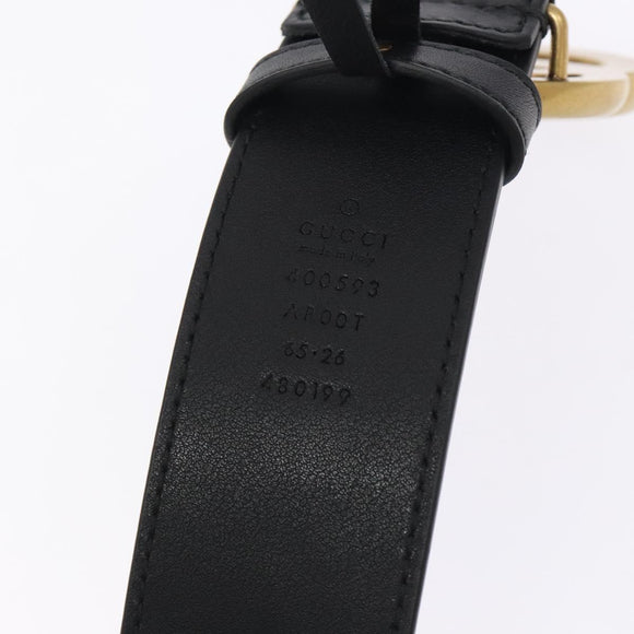 GUCCI GG Marmont Belt Leather 31.5"" Black Gold 400593 Auth SW818M