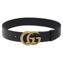 GUCCI GG Marmont Belt Leather 31.5"" Black Gold 400593 Auth SW818M-2