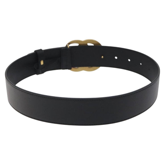 GUCCI GG Marmont Belt Leather 31.5"" Black Gold 400593 Auth SW818M