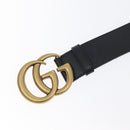 GUCCI GG Marmont Belt Leather 31.5"" Black Gold 400593 Auth SW818M-9