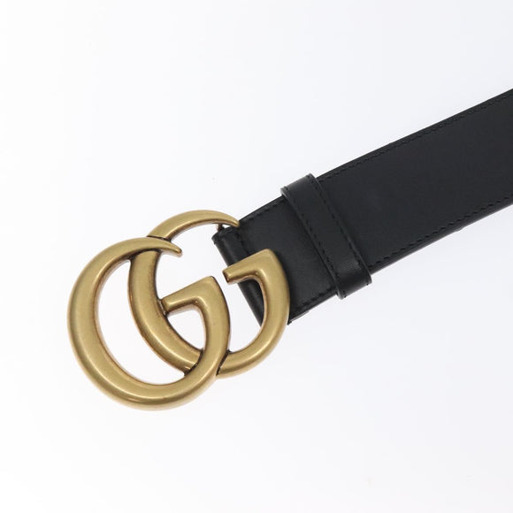 GUCCI GG Marmont Belt Leather 31.5"" Black Gold 400593 Auth SW818M