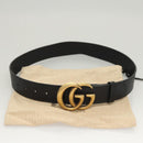 GUCCI GG Marmont Belt Leather 36.6"" Black Gold 400593 Auth SW819-10