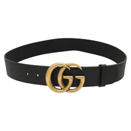 GUCCI GG Marmont Belt Leather 36.6"" Black Gold 400593 Auth SW819 - 0