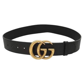 GUCCI GG Marmont Belt Leather 36.6"" Black Gold 400593 Auth SW819 - 0