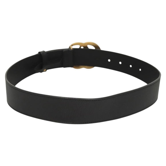 GUCCI GG Marmont Belt Leather 36.6"" Black Gold 400593 Auth SW819