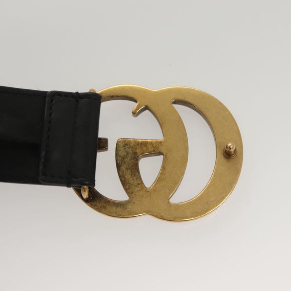 GUCCI GG Marmont Belt Leather 36.6"" Black Gold 400593 Auth SW819