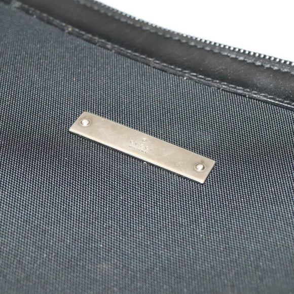 GUCCI Shoulder Bag Canvas Black Silver Auth SW823