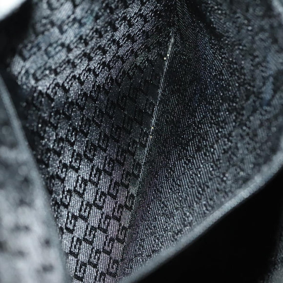 GUCCI Shoulder Bag Canvas Black Silver Auth SW823