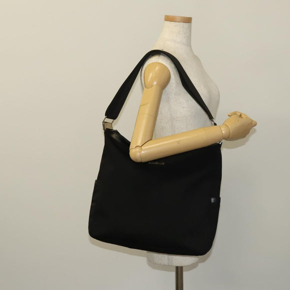 GUCCI Shoulder Bag Canvas Black Silver Auth SW823