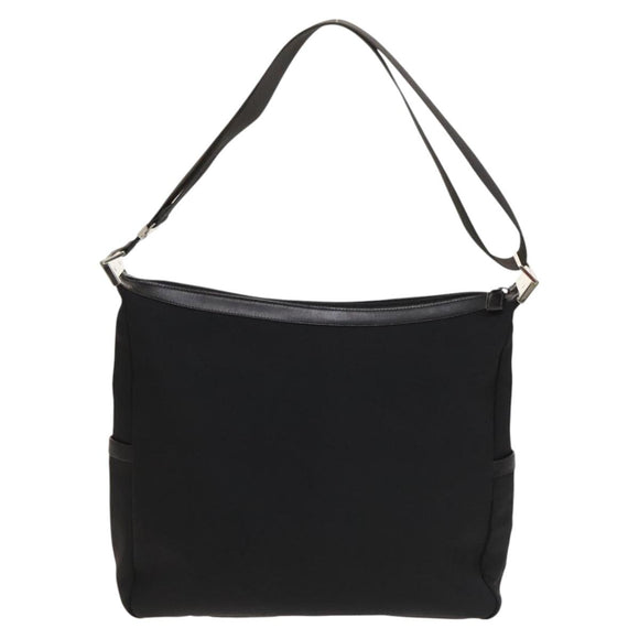 GUCCI Shoulder Bag Canvas Black Silver Auth SW823