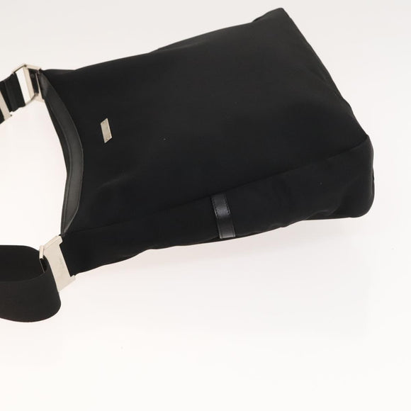 GUCCI Shoulder Bag Canvas Black Silver Auth SW823