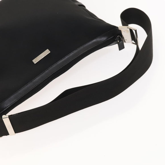 GUCCI Shoulder Bag Canvas Black Silver Auth SW823