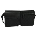 GUCCI GG Canvas Waist bag Black Silver 28566 Auth SW826-1