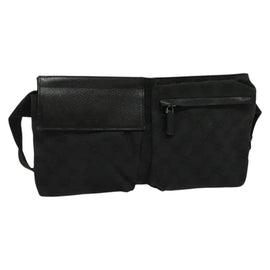 GUCCI GG Canvas Waist bag Black Silver 28566 Auth SW826