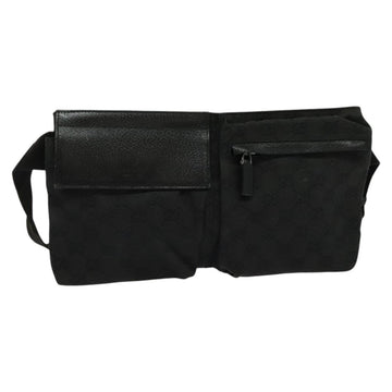 GUCCI GG Canvas Waist bag Black Silver 28566 Auth SW826
