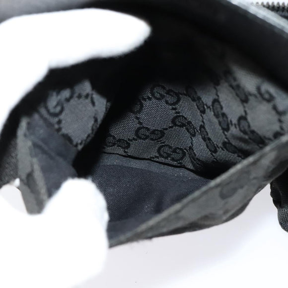 GUCCI GG Canvas Waist bag Black Silver 28566 Auth SW826