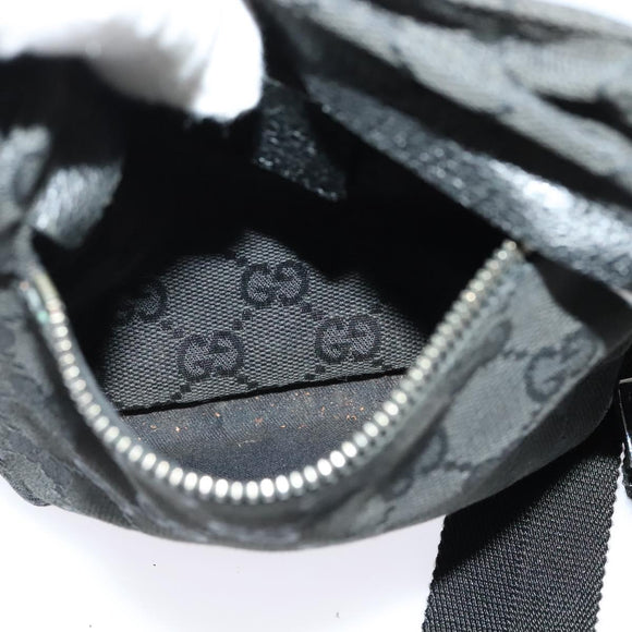GUCCI GG Canvas Waist bag Black Silver 28566 Auth SW826