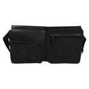 GUCCI GG Canvas Waist bag Black Silver 28566 Auth SW826-2