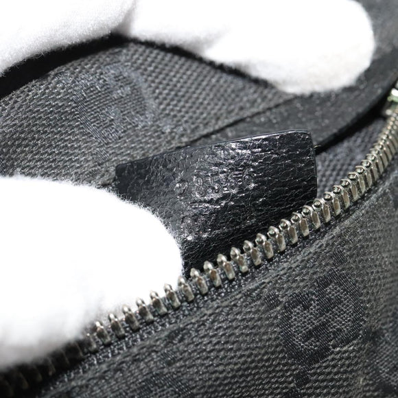 GUCCI GG Canvas Waist bag Black Silver 28566 Auth SW826