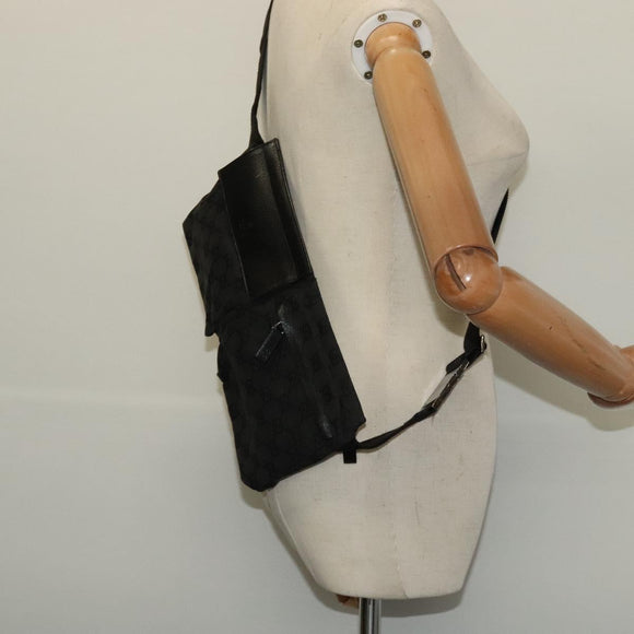 GUCCI GG Canvas Waist bag Black Silver 28566 Auth SW826
