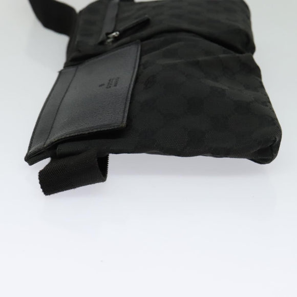 GUCCI GG Canvas Waist bag Black Silver 28566 Auth SW826