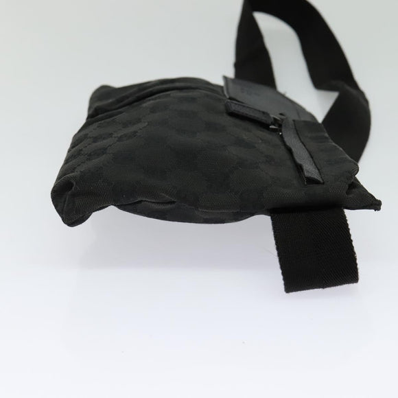 GUCCI GG Canvas Waist bag Black Silver 28566 Auth SW826