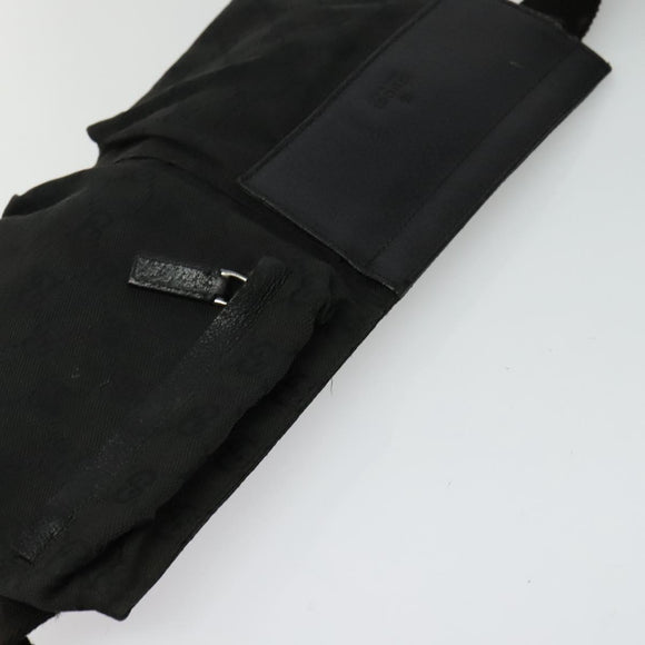 GUCCI GG Canvas Waist bag Black Silver 28566 Auth SW826