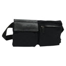 GUCCI GG Canvas Waist bag Black Silver 28566 Auth SW827-1