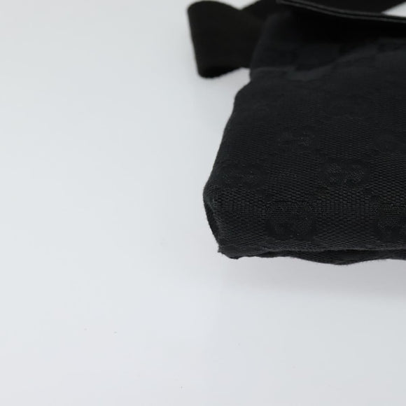 GUCCI GG Canvas Waist bag Black Silver 28566 Auth SW827