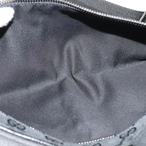 GUCCI GG Canvas Waist bag Black Silver 28566 Auth SW827